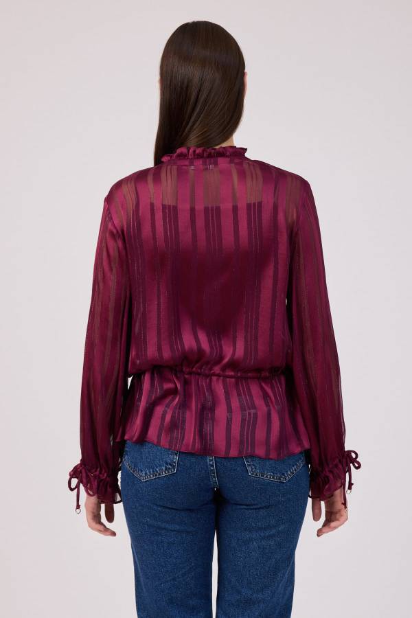 Sim iplikli şifon bluz