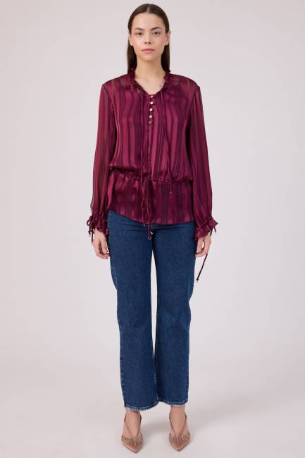 Sim iplikli şifon bluz - Thumbnail