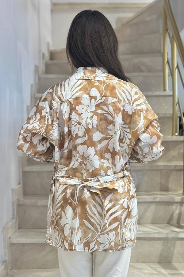 Soyut desenli tencel tunik