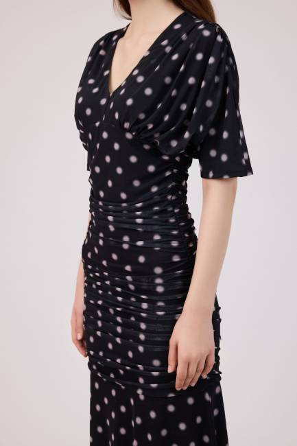 Fever - Soyut puan desenli tül maxi elbise (1)