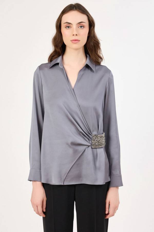 Taş detaylı anvelop bluz