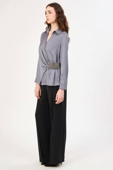 Taş detaylı anvelop bluz - Thumbnail