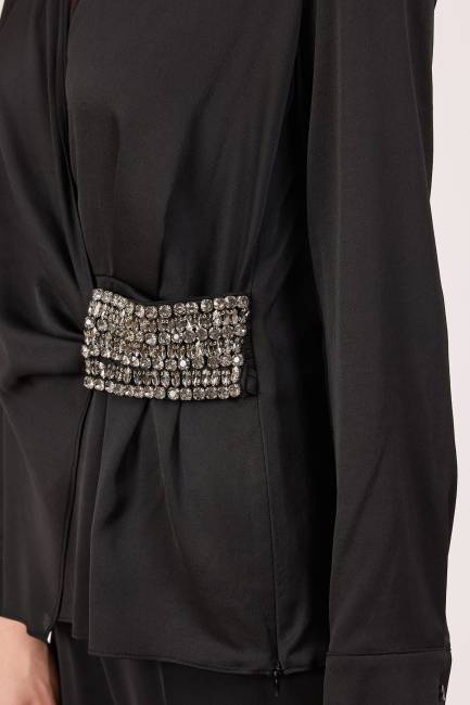 Taş detaylı anvelop bluz - Thumbnail