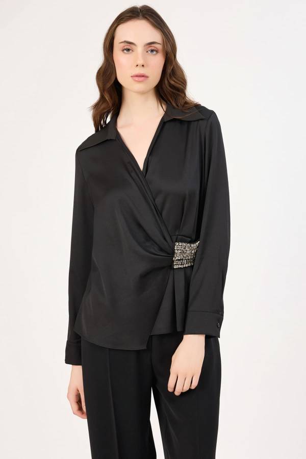 Taş detaylı anvelop bluz