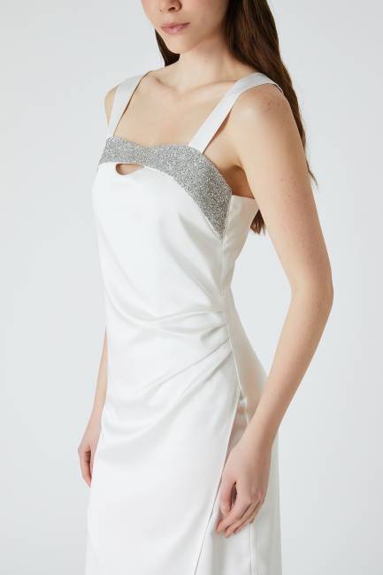 Taş detaylı askılı elbise - Thumbnail
