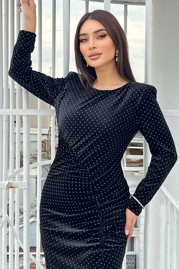 Fever - Taş detaylı kadife elbise (1)