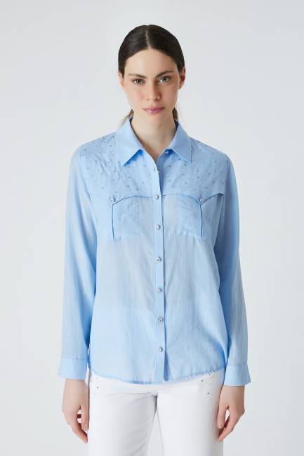 Fever - Taş detaylı viskon gömlek