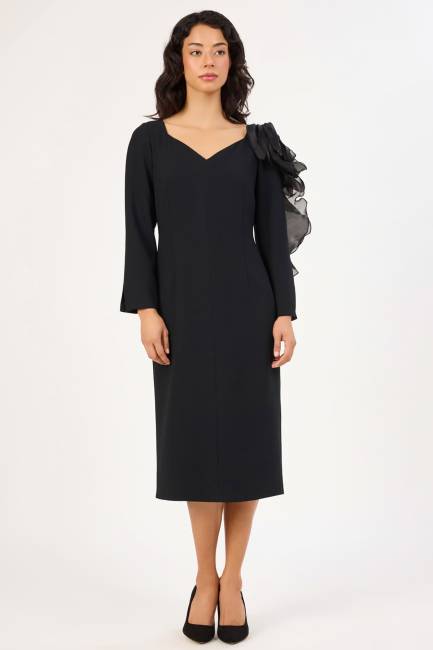 Fever - Tasarım çicek aksesuarlı midi elbise (1) Fever - Tasarım çicek aksesuarlı midi elbise (1)