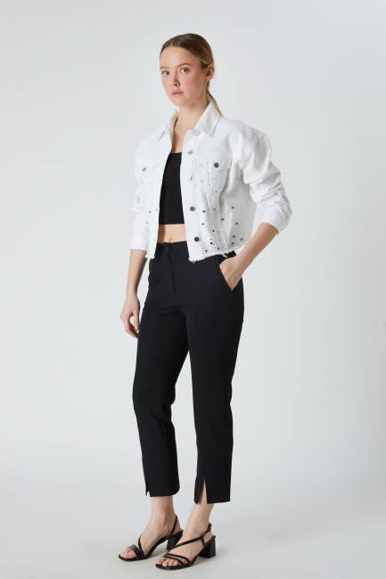 Fever - Taşlı beyaz denim ceket (1)