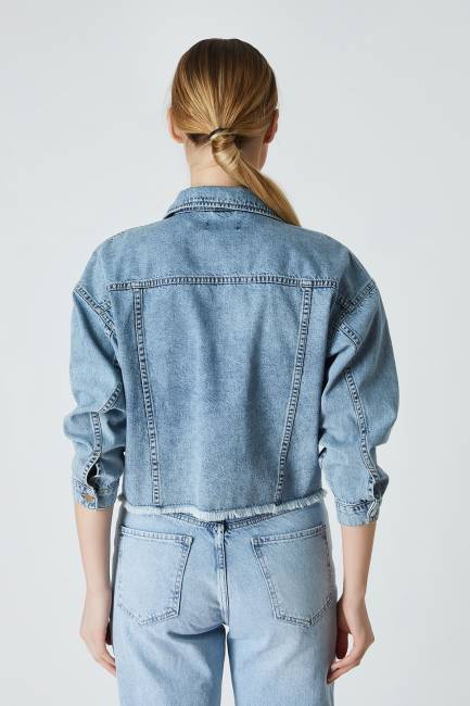 Fever - Taşlı mavi denim ceket (1)