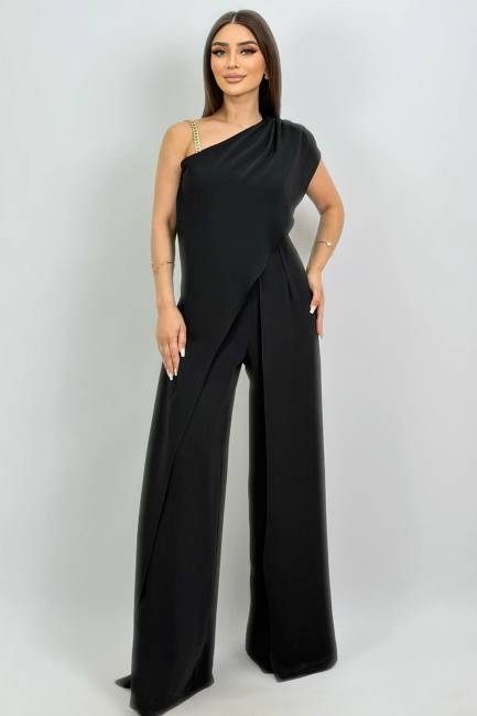 Fever - Tek omuzu zincir detaylı asimetrik tulum