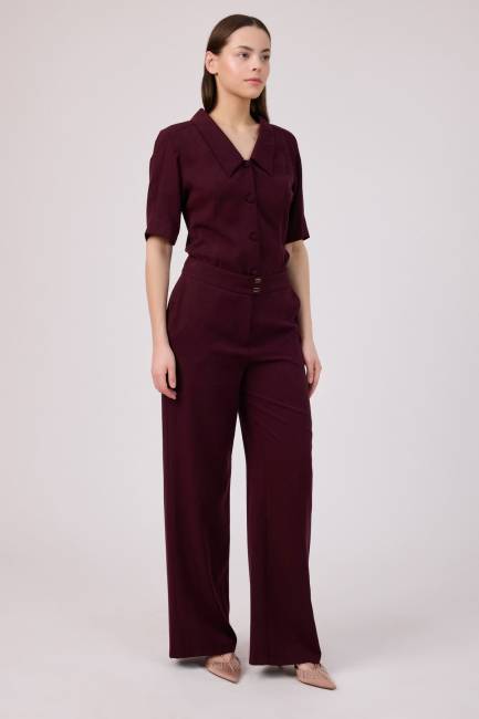 Tencel düz paça pantolon - Thumbnail