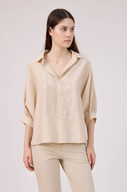 Fever - Tencel keten nakışlı gömlek (1)