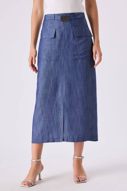 Fever - Toka detaylı denim etek