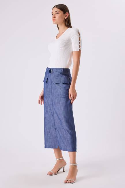 Fever - Toka detaylı denim etek (1)