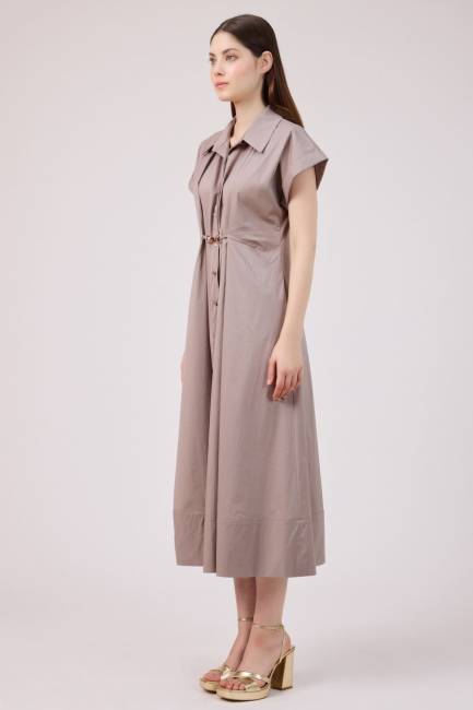 Toka detaylı gömlek elbise - Thumbnail