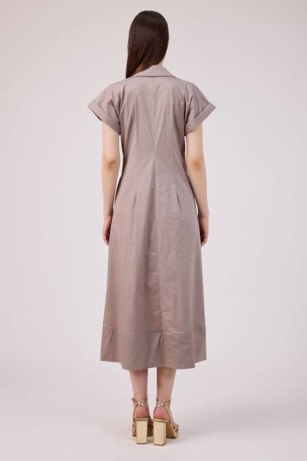 Toka detaylı gömlek elbise - Thumbnail