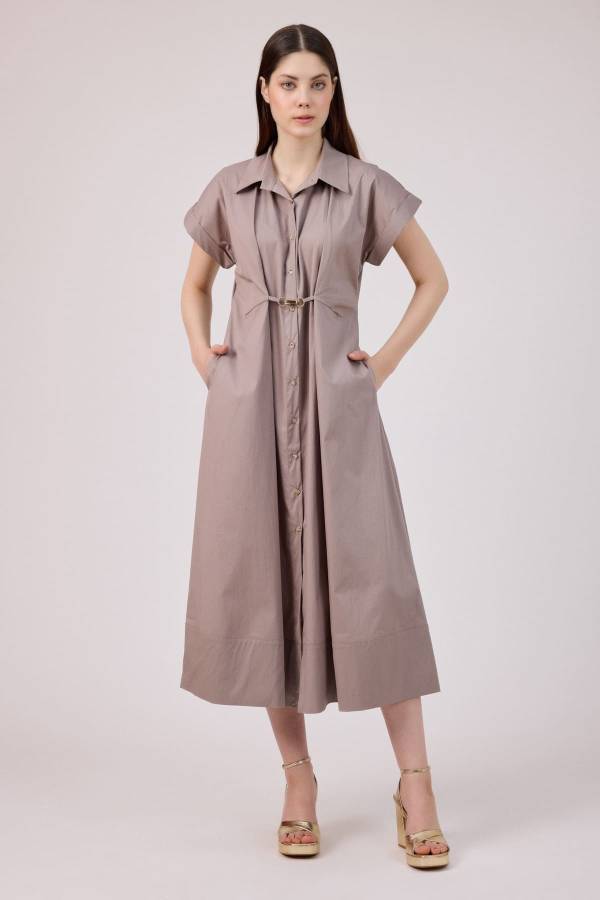 Fever - Toka detaylı gömlek elbise (1)