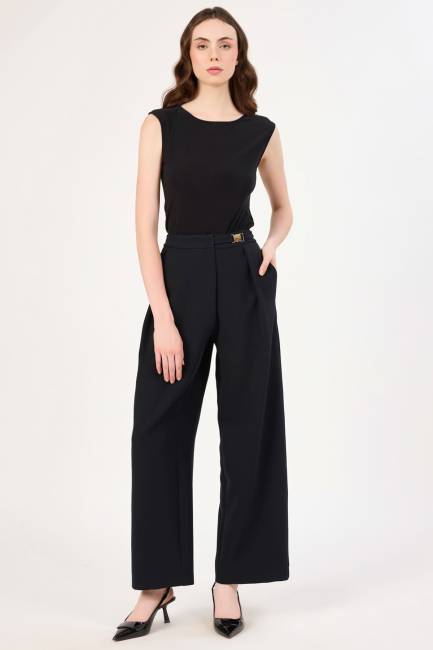 Fever - Toka detaylı likralı geniş paça pantolon (1) Fever - Toka detaylı likralı geniş paça pantolon (1)