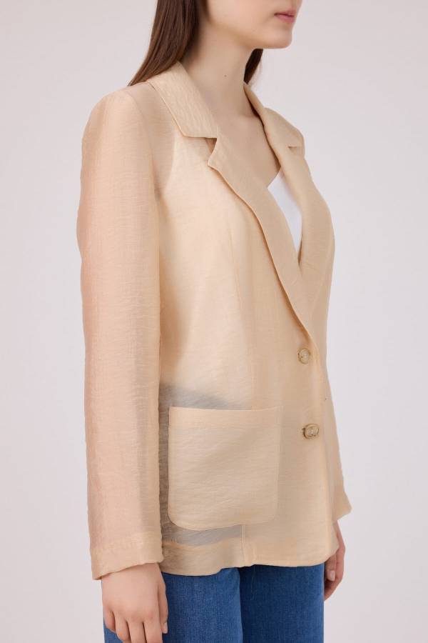 Transparan dokulu blazer
