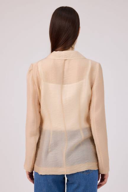Transparan dokulu blazer - Thumbnail