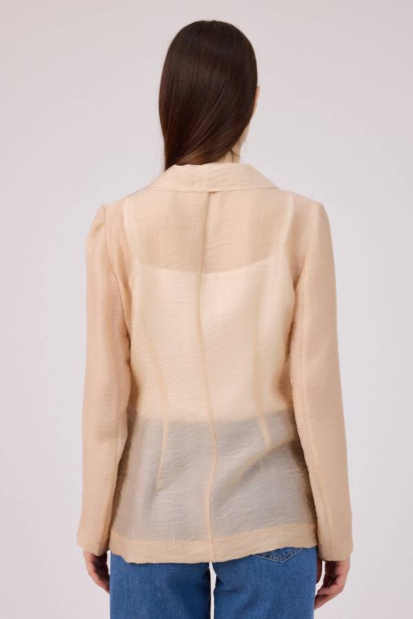 Transparan dokulu blazer