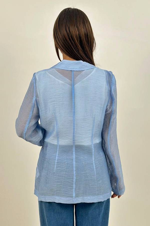 Transparan dokulu blazer
