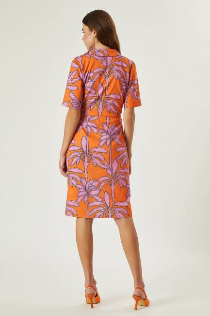 Tropik desenli elbise - Thumbnail