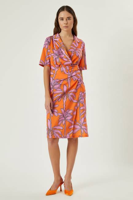 Tropik desenli elbise - Thumbnail