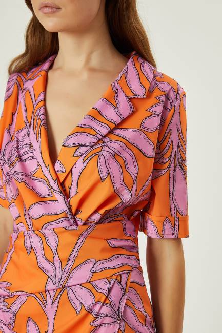 Tropik desenli elbise - Thumbnail