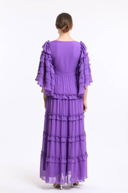 Uzun şifon elbise - Thumbnail