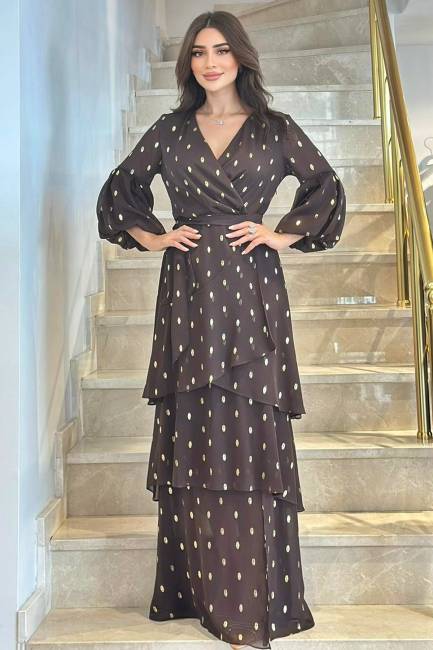 Fever - Varak puanlı şifon maxi elbise