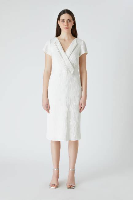 Fever - Viskon asimetrik yakalı elbise