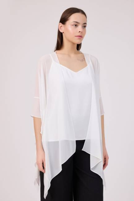 Volan detaylı bağlamalı tunik - Thumbnail