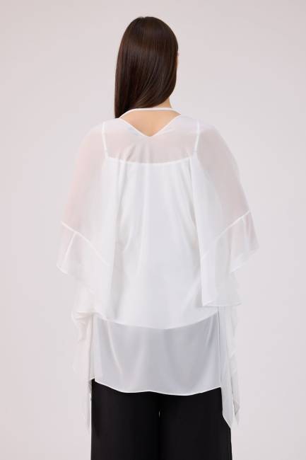 Volan detaylı bağlamalı tunik - Thumbnail