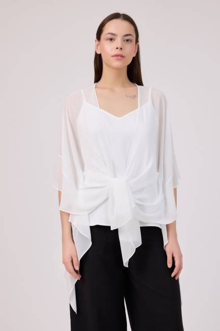 Volan detaylı bağlamalı tunik - Thumbnail