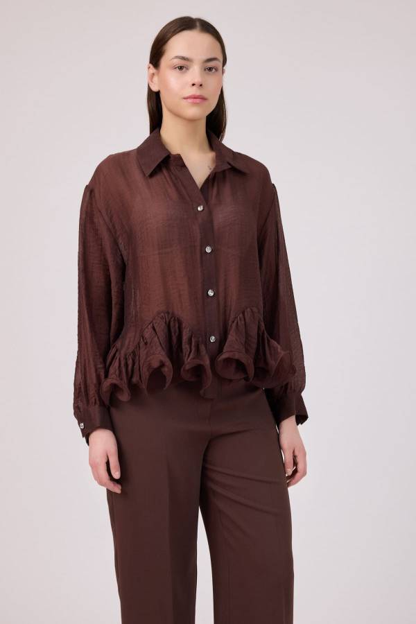 Volan detaylı tencel gömlek