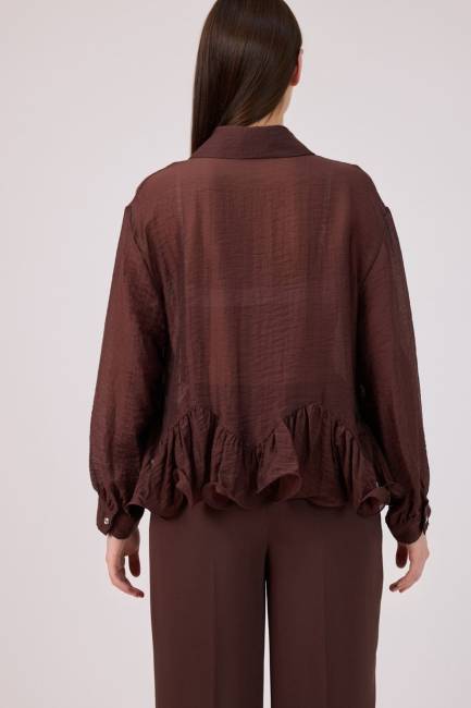 Volan detaylı tencel gömlek - Thumbnail