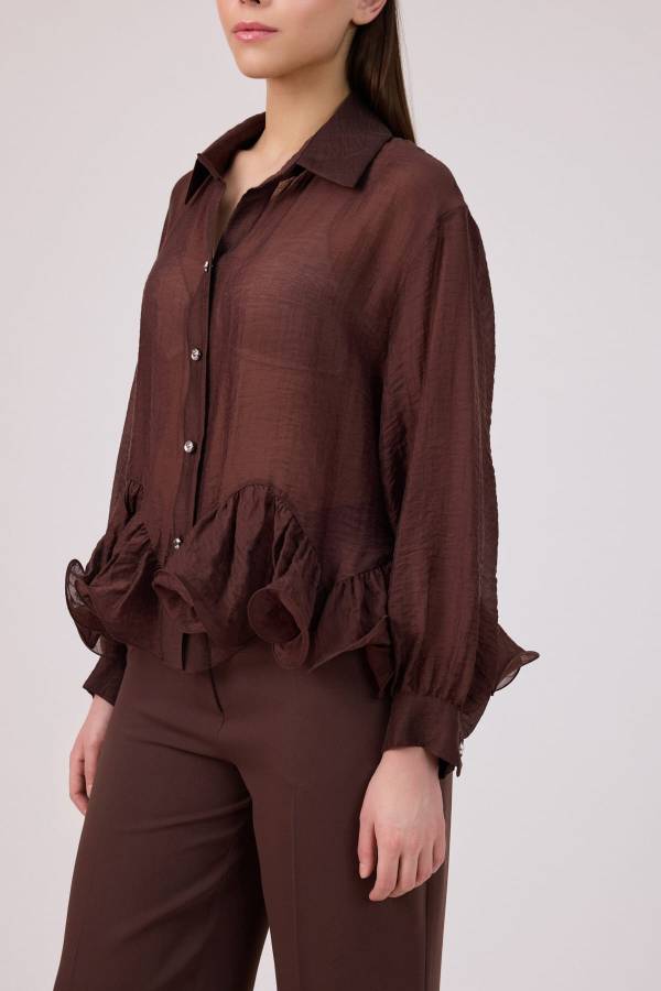 Volan detaylı tencel gömlek