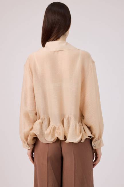 Volan detaylı tencel gömlek - Thumbnail