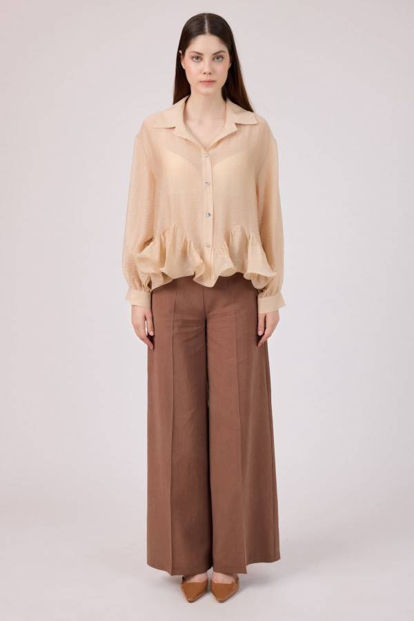 Volan detaylı tencel gömlek