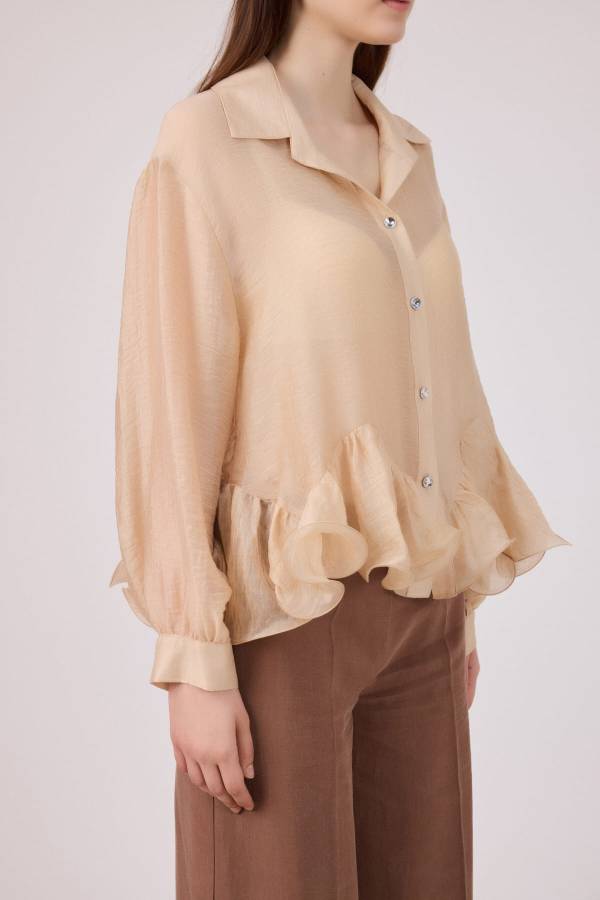 Volan detaylı tencel gömlek