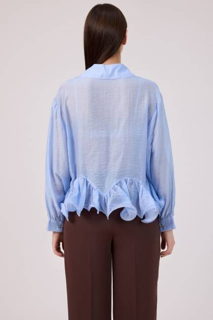 Volan detaylı tencel gömlek - Thumbnail