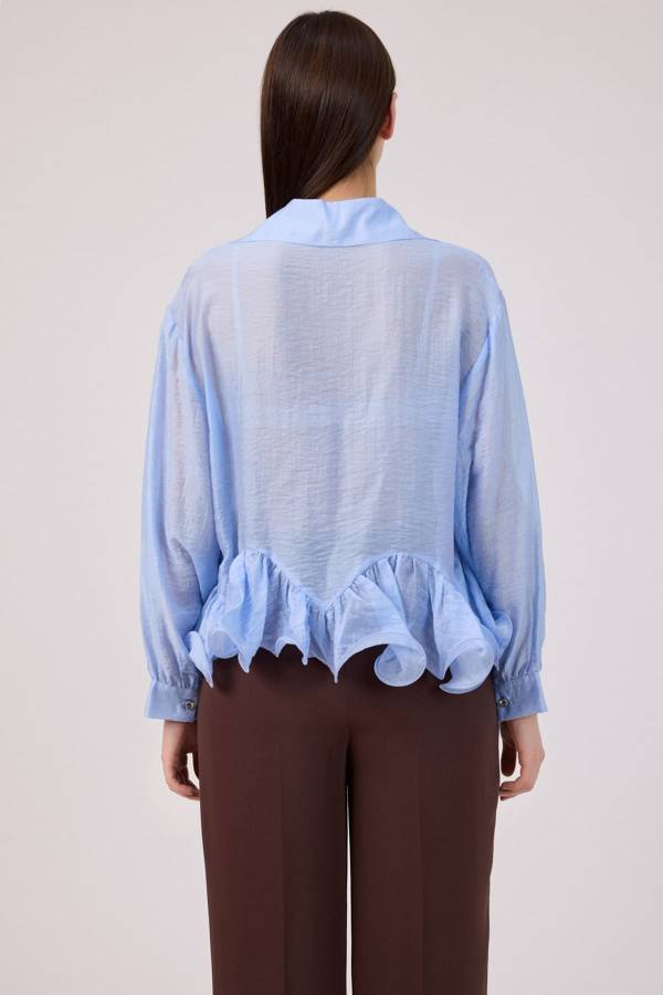 Volan detaylı tencel gömlek