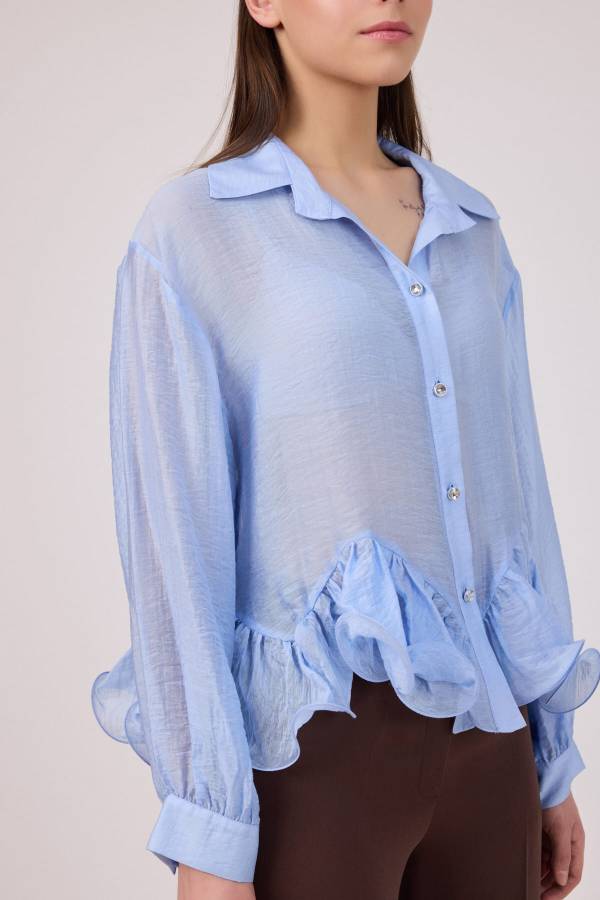 Volan detaylı tencel gömlek