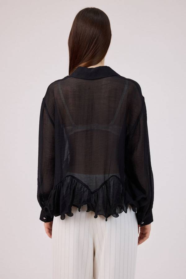 Volan detaylı tencel gömlek