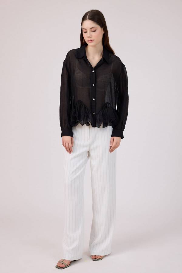 Volan detaylı tencel gömlek