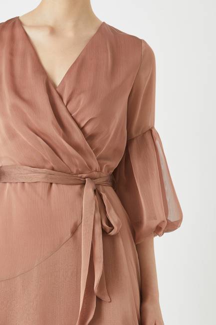 Volanlı kat kat uzun elbise - Thumbnail