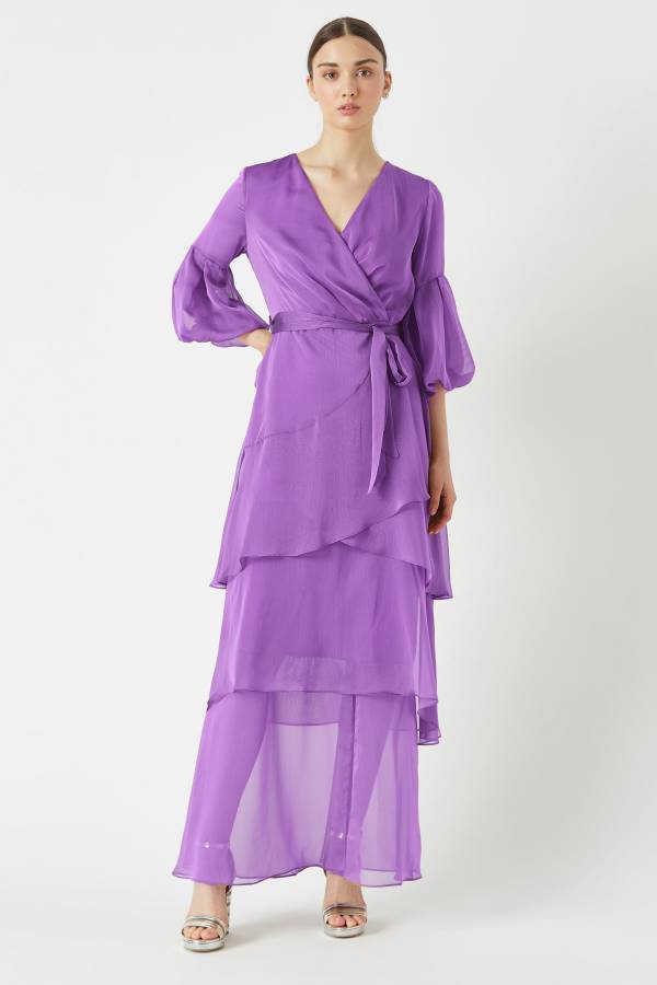 Fever - Volanlı kat kat uzun elbise