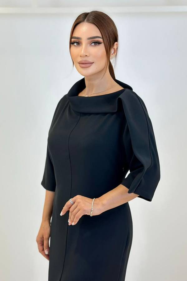 Yaka detaylı asimetrik elbise Yaka detaylı asimetrik elbise